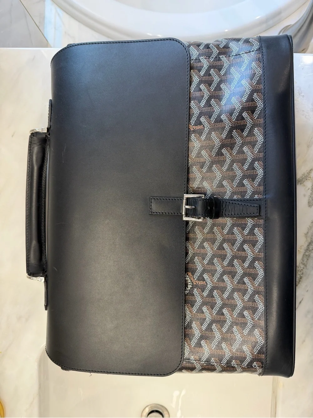 Goyard Black & Brown Goyardine Citadin Briefcase